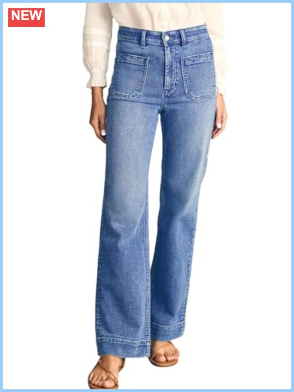 Women's High Waisted Wide Leg Jeans Stretchy Straight Denim Pants
